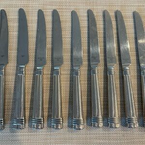 Ralph Lauren Stainless Steel Set of 9 ‘Wainwright’ herringbone pattern knives